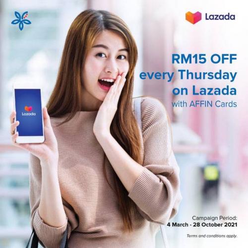 Lazada Affin Cards Thursday RM15 OFF Promotion (every Thursday)