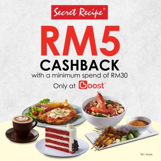Secret Recipe Boost RM5 Cashback Promotion (1 July 2021 - 30 September 2021)