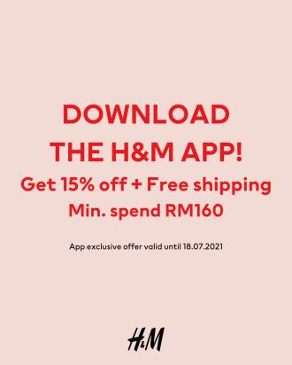 H&M APP 15% OFF & FREE Shipping Promotion (valid until 18 July 2021)