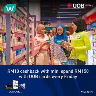 Watsons UOB Cards RM10 Cashback Promotion (every Friday)