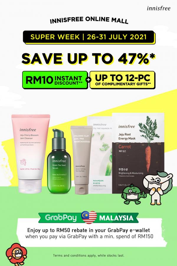 Innisfree Online Mall Super Week Sale Up To 47% OFF (26 July 2021 - 31 July 2021)