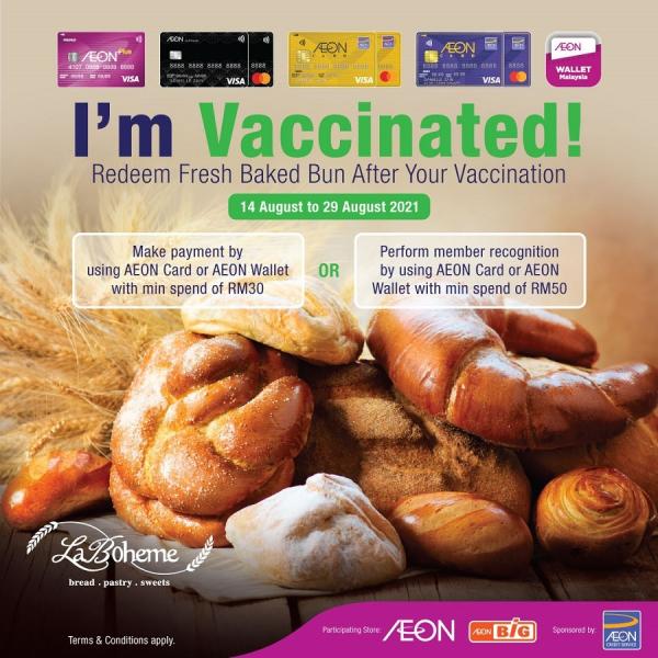 AEON LaBoheme Vaccinated FREE Baked Bun Promotion (14 August 2021 - 29 August 2021)