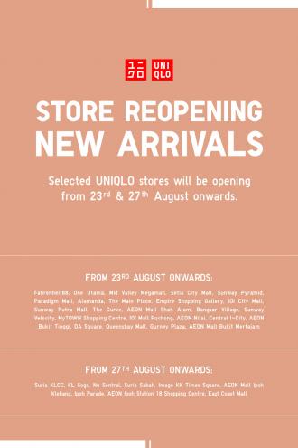 Uniqlo Store Reopening New Arrivals Sale