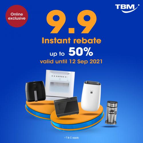 TBM Online 9.9 Sale Instant Rebate Up To 50% (valid until 12 September 2021)