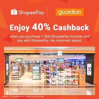 Guardian ShopeePay 40% Cashback Promotion (1 Sep 2021 - 30 Sep 2021)