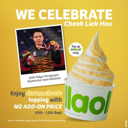 llaollao Durian Cheese Topping No Add-On Price Promotion (10 September 2021 - 12 September 2021)