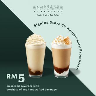 Starbucks Signing Store Anniversary Promotion 2nd Beverage @ RM5 (20 September 2021)