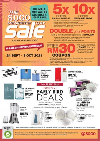 SOGO The Mall Mid Valley Southkey Members Day Sale Catalogue (24 September 2021 - 3 October 2021)