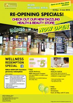 AEON Wellness Grand Re-Opening Promotion at Atria Shopping Gallery (24 May 2018 - 5 June 2018)