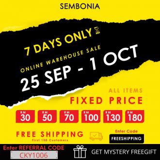 Sembonia Online Warehouse Sale Up To 80% OFF (25 September 2021 - 1 October 2021)