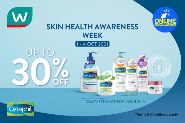 Watsons Online Cetaphil Promotion Up To 30% OFF & FREE Promo Code (1 October 2021 - 4 October 2021)