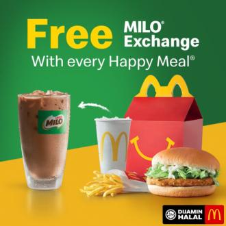 McDonald's Happy Meal FREE Exchange To Milo Promotion (valid until 6 October 2021)