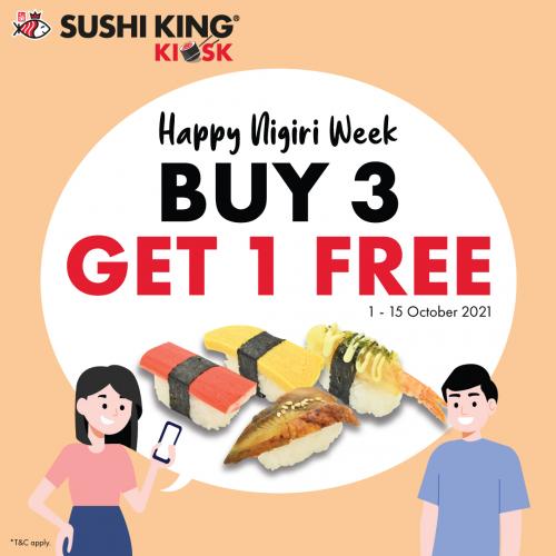 Sushi King Kiosk Buy 3 FREE 1 Nigiri Sushi Promotion (1 October 2021 - 15 October 2021)