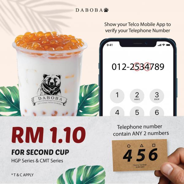 Daboba 10.10 Sale 2nd Cup Up To RM0.10 (10 October 2021)