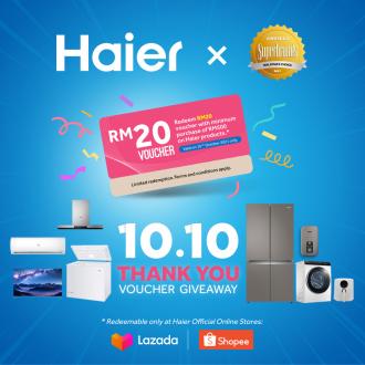 Haier 10.10 FREE Voucher on Shopee & Lazada (valid until 10 October 2021)
