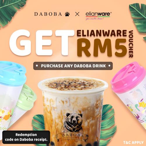 Daboba FREE Elianware RM5 Voucher Promotion (1 October 2021 - 31 December 2021)