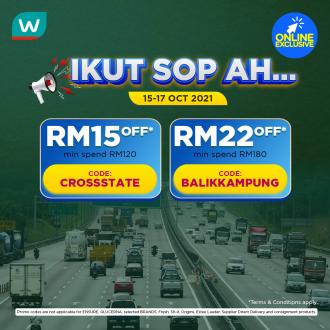 Watsons Online Ikut SOP Promotion Up To RM22 OFF Promo Code (15 October 2021 - 17 October 2021)