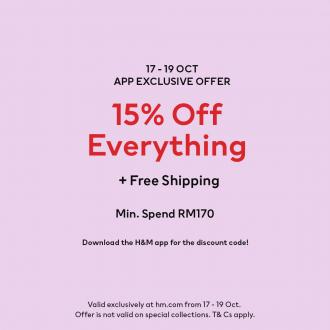 H&M Online App Exclusive Sale 15% OFF & FREE Shipping (17 October 2021 - 19 October 2021)