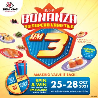 Sushi King Bonanza Promotion Sushi for RM3.18 (25 October 2021 - 28 October 2021)