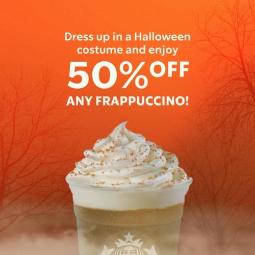 Starbucks Halloween 50% OFF Frappuccinos Promotion with Halloween Costume (31 October 2021)