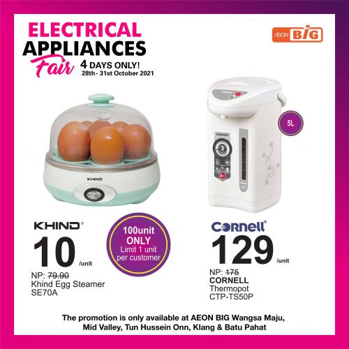 AEON BiG Electrical Appliances Promotion (valid until 31 October 2021)
