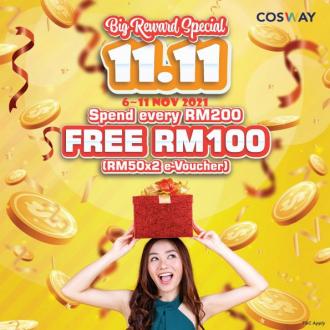 Cosway 11.11 Sale FREE Vouchers (6 Nov 2021 - 11 Nov 2021)