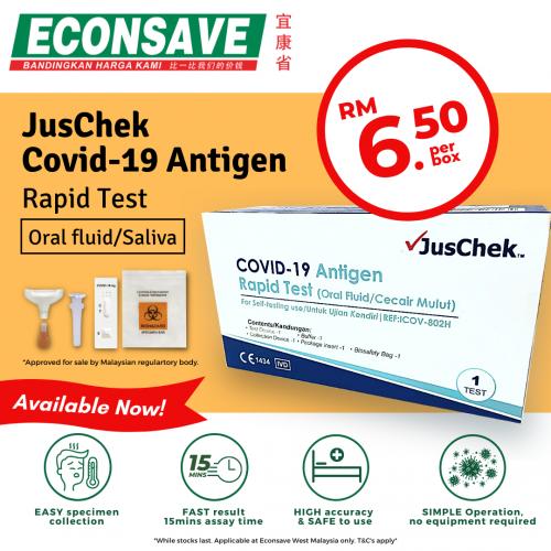 Econsave JusChek Covid-19 Antigen Rapid Test @ RM6.50 Promotion