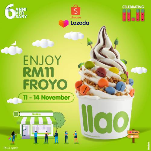 llaollao 11.11 Sale Froyo @ RM11 on Lazada & Shopee (11 November 2021 - 14 November 2021)