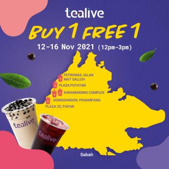 Tealive Buy 1 FREE 1 Promotion at 5 Sabah Outlets (12 November 2021 - 16 November 2021)