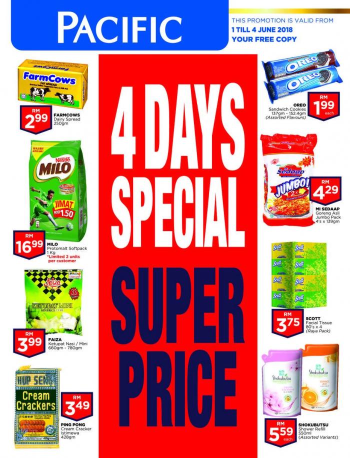Pacific Hypermarket 4 Days Special Super Price Promotion (1 June 2018 - 4 June 2018)