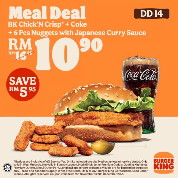 BK Chick'N Crisp + Coke + 6 Pcs Nuggets with Japanese Curry Sauce @ RM10.90