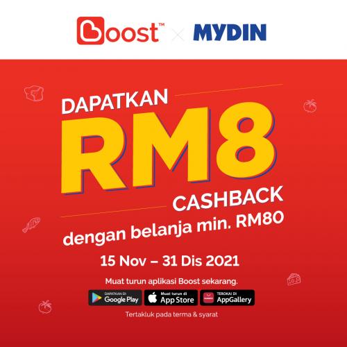 MYDIN Boost RM8 Cashback Promotion (15 November 2021 - 31 December 2021)