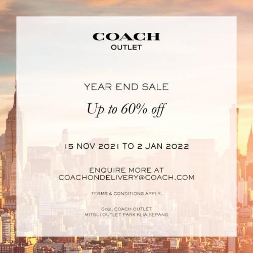 Coach Year End Sale Up To 60% OFF at Mitsui Outlet Park (15 November 2021 - 2 January 2022)