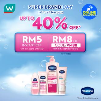 Watsons Online Vaseline Super Brand Day Sale Up To 40% OFF & FREE Promo Code (19 November 2021 - 22 November 2021)