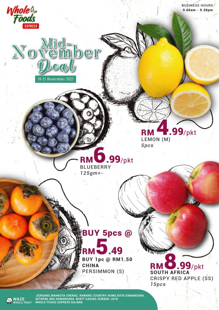 Whole Fruits Express Mid-November Promotion (19 November 2021 - 21 November 2021)