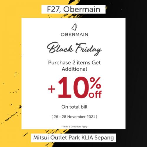 Obermain Black Friday Sale Additional 10% OFF at Mitsui Outlet Park (26 November 2021 - 28 November 2021)