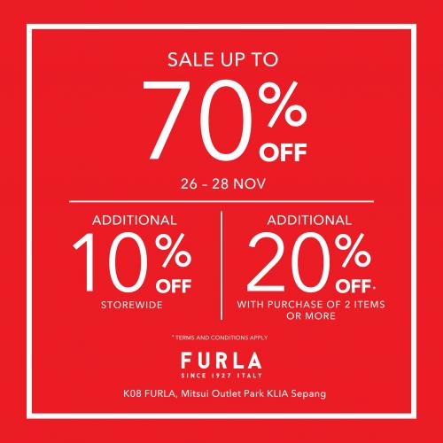 Furla Black Friday Sale Up To 70% OFF at Mitsui Outlet Park (26 November 2021 - 28 November 2021)