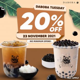 Daboba Tuesday 20% OFF Promotion (23 November 2021)