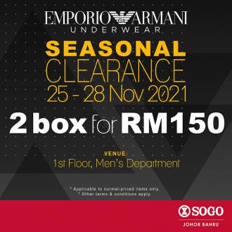 SOGO Johor Bahru EMPORIO ARMANI Underwear Seasonal Clearance Sale (25 November 2021 - 28 November 2021)