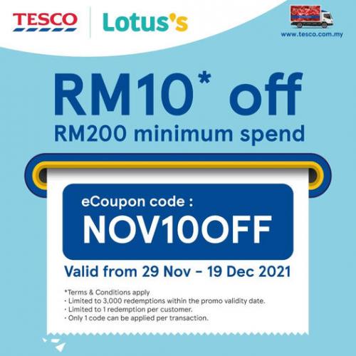 Tesco / Lotus's Online PayDay RM10 OFF Promo Code Promotion (29 November 2021 - 19 December 2021)