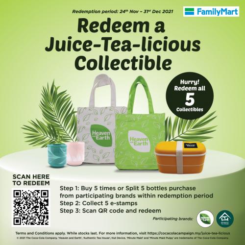 FamilyMart Redeem Juice-Tea-licious Collectible Promotion (24 November 2021 - 31 December 2021)
