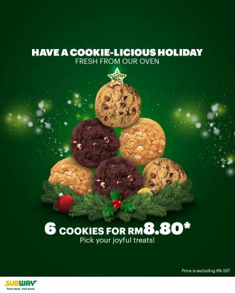 Subway Christmas 6 Cookies @ RM8.80 Promotion (1 December 2021 - 31 December 2021)