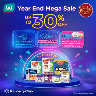 Watsons Online Kimberly-Clark Year End Mega Sale Up To 30% OFF & FREE Promo Code (3 December 2021 - 6 December 2021)