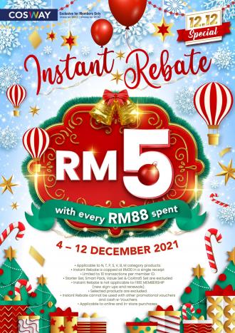 Cosway 12.12 Sale RM5 Instant Rebate (4 December 2021 - 12 December 2021)