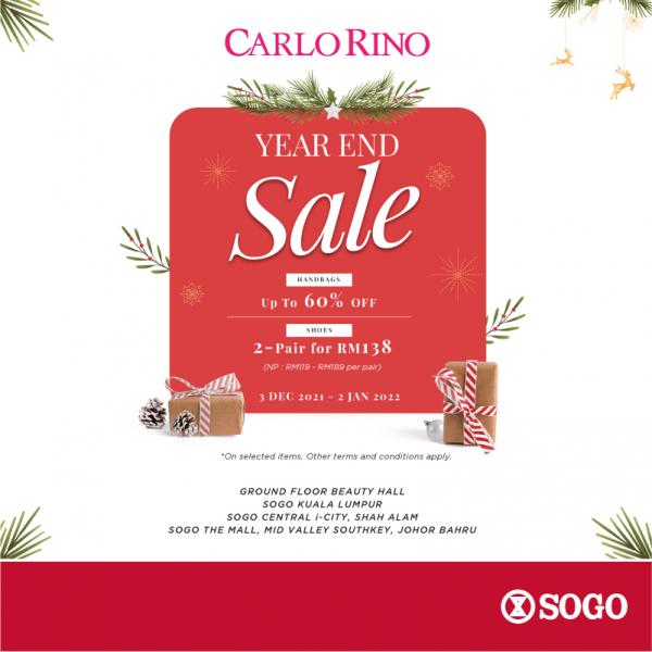 SOGO Carlo Rino Year End Sale Up To 60% OFF (3 December 2021 - 2 January 2022)