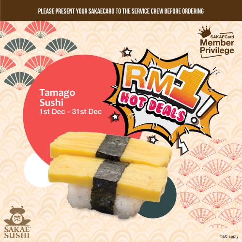 Sakae Sushi Member Tamago Sushi @ RM1 Promotion (1 December 2021 - 31 December 2021)
