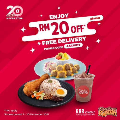 Kenny Rogers ROASTERS Airasia RM20 OFF & FREE Delivery Promotion (1 December 2021 - 20 December 2021)