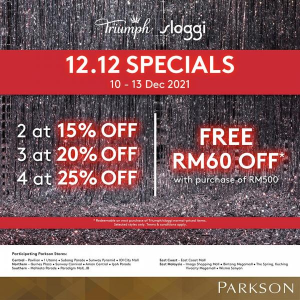 Parkson Triumph & Sloggi 12.12 Sale (10 December 2021 - 13 December 2021)