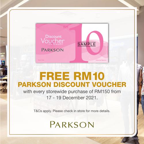 Parkson FREE Voucher Promotion (17 December 2021 - 19 December 2021)