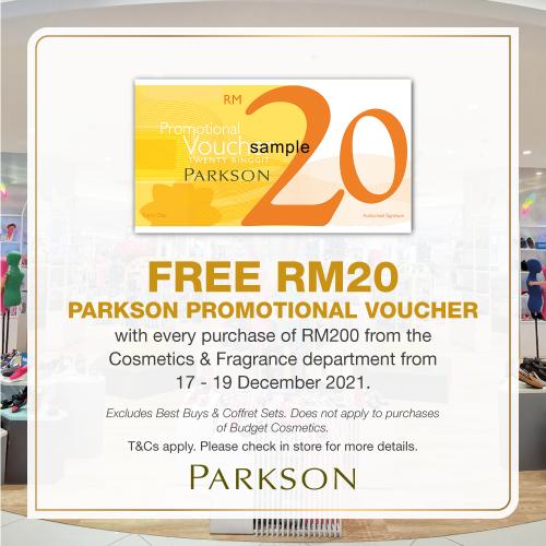Parkson FREE Voucher Promotion (17 December 2021 - 19 December 2021)